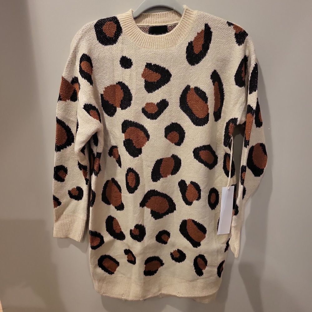 Lumiere Leopard Sweater Dress Size Small NWT